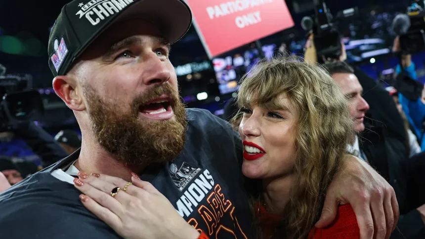 Travis Kelce and Taylor Swift AFC Championship GettyImages 1970250110 H 2024 (1)